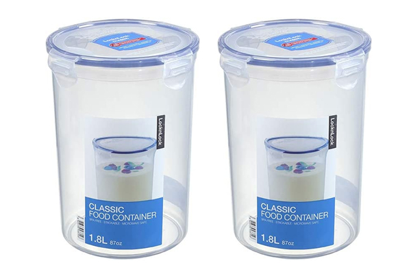 Set of 2 round tall food containers 1.8L