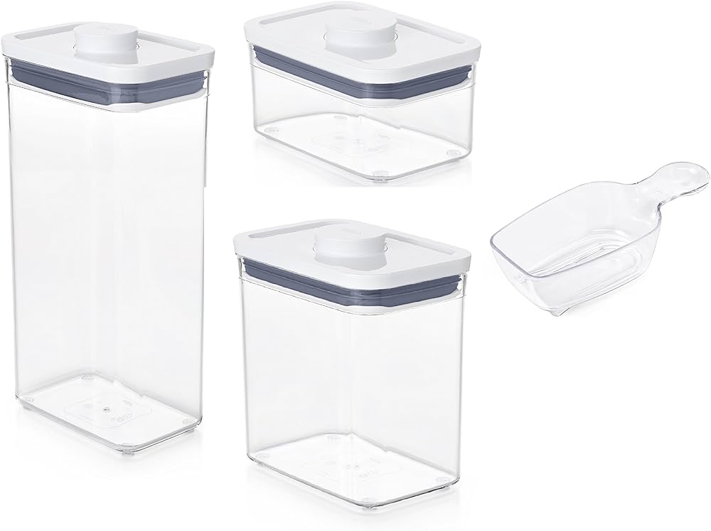 OXO Rectangle Pop Container Set With Scoop 3 Pieces